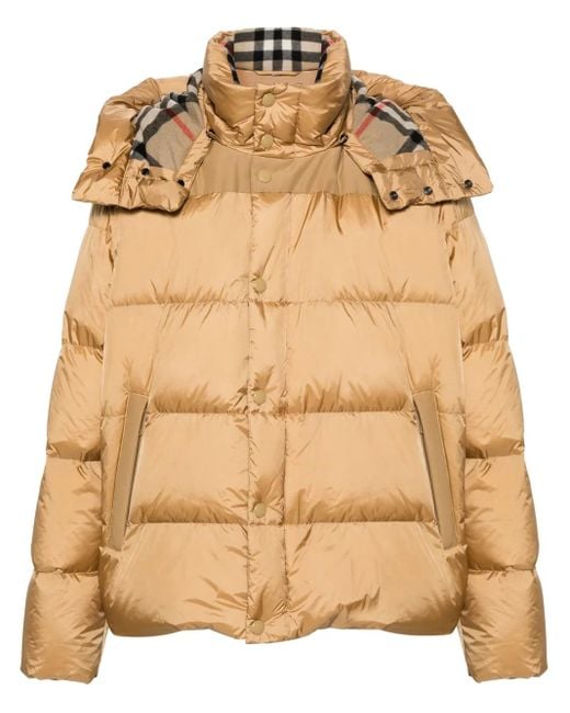 メンズ Burberry フーデッド パデッドジャケット Natural