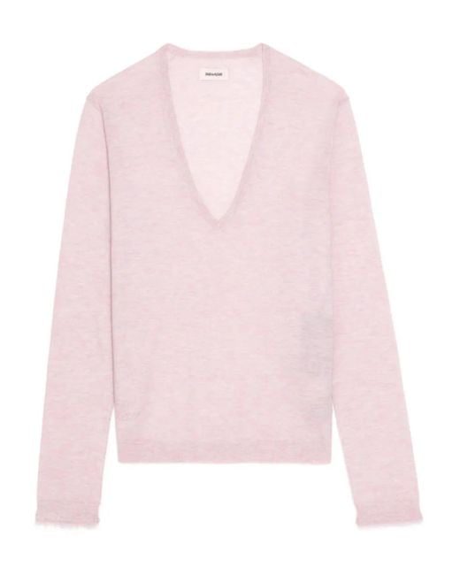 Zadig & Voltaire Pink V-Neck Knitted Jumper