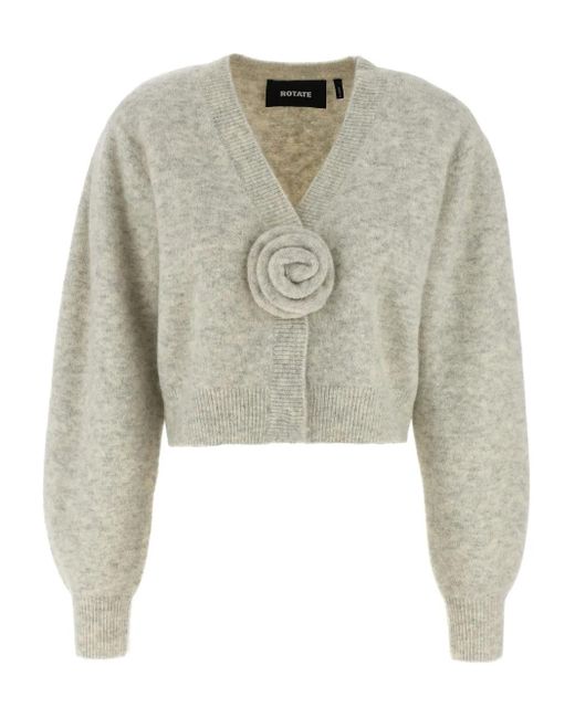 Puff-sleeves rose detail cardigan ROTATE BIRGER CHRISTENSEN de color Natural