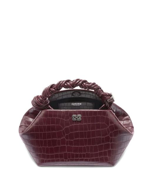 Ganni Purple Bou Twisted-Handle Tote Bag