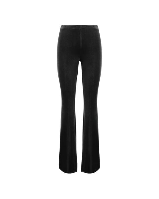 F.it Black Velvet-Effect Flared Trousers