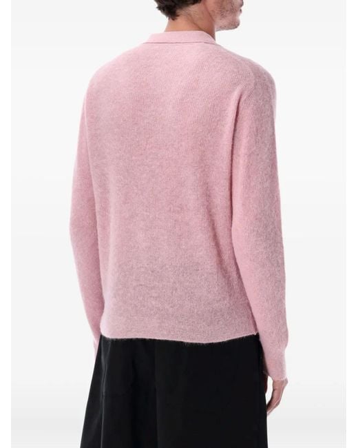 Auralee Pink Collared Knitwear for men