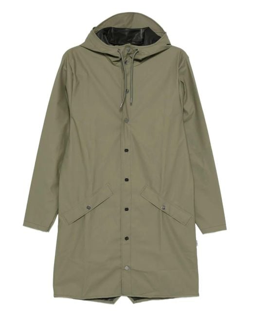 Rains Women's Green Hooded Buttoned Coat