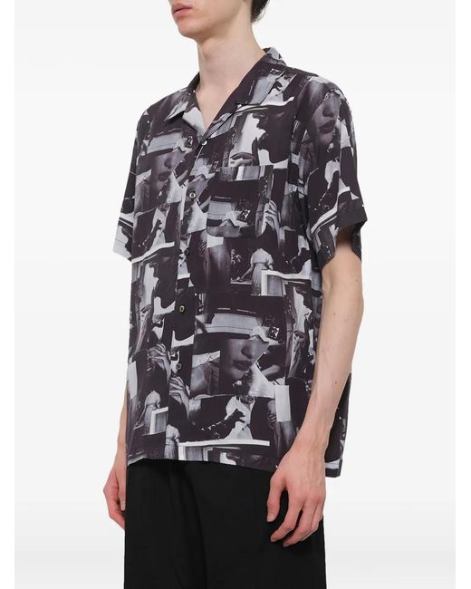 Camisa Estampada vowels de hombre de color Black
