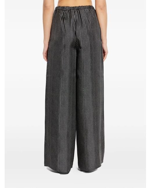 Max Mara Gray Clarino Striped Drawstring Trousers