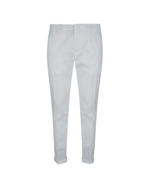 Dondup Gray Cuffed-Hem Trousers for men