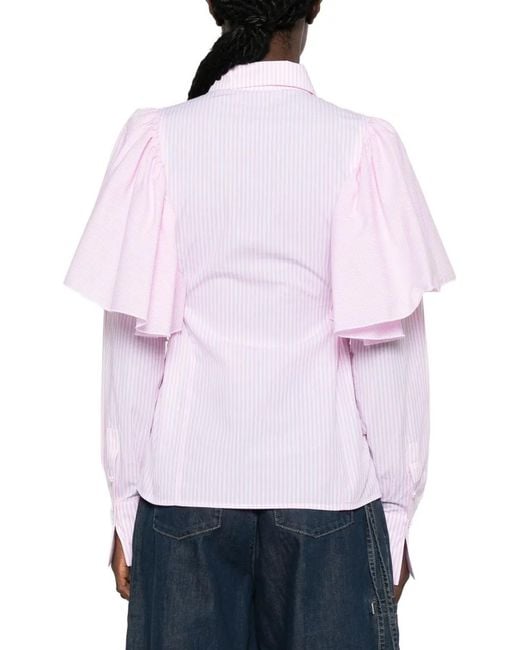 Jijil Pink Striped Ruffled Shirt