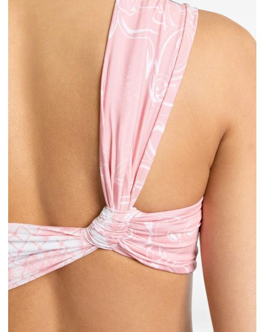 Balmain Pink Printed Lycra Swimsuit