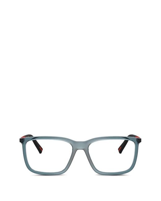 Prada Linea Rossa Blue Rectangle-Frame Glasses for men