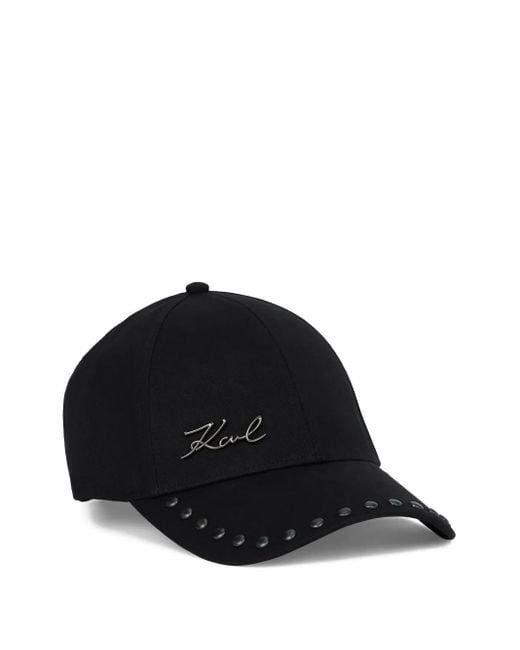 Karl Lagerfeld Black Signature Baseballkappe Mit Nieten