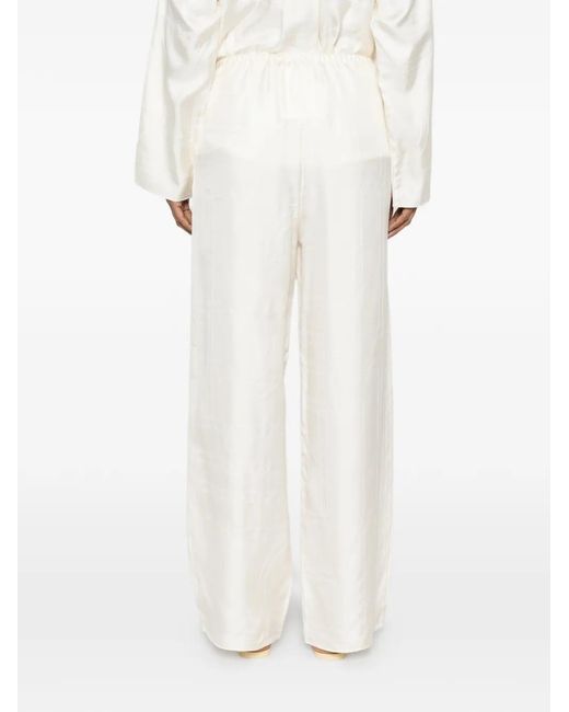 Totême  White Silk Palazzo Pants