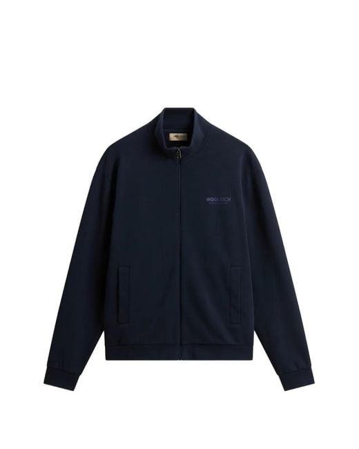 Woolrich Blue Sweat Zippé À Patch Logo for men