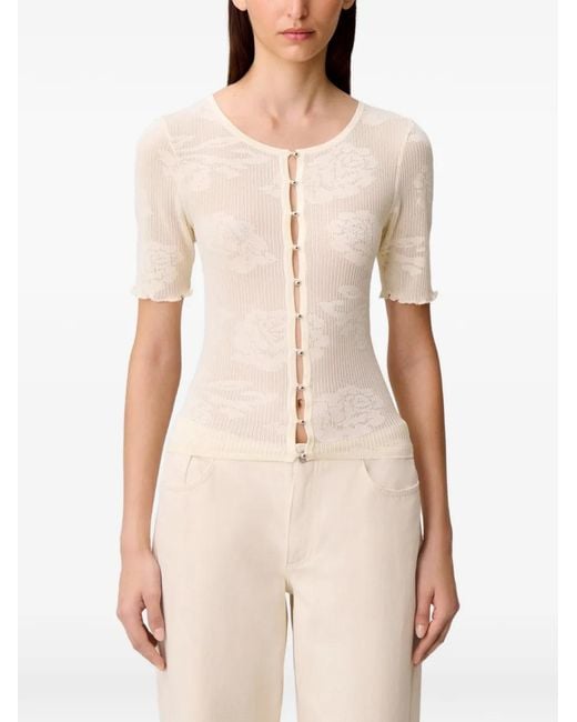Claudie Pierlot White Buttoned Short-Sleeves Cardigan