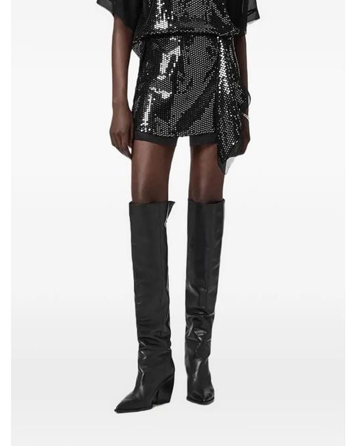 AllSaints Black Sequin Embellished Skirt