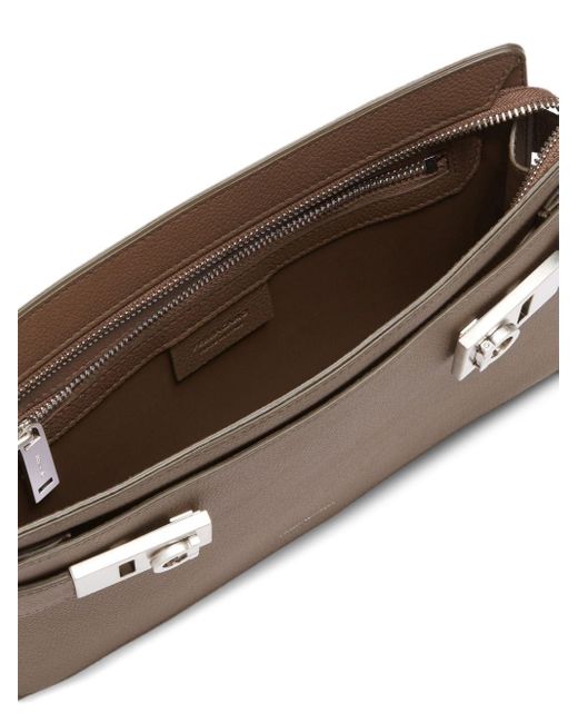 Ferragamo Brown Gancini-buckle Leather Clutch Bag for men
