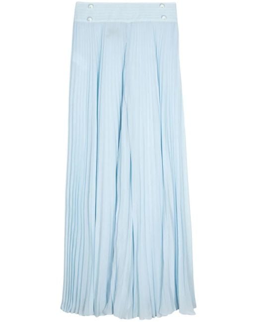 Edward Achour Paris Blue Pleated Wide-Leg Trousers