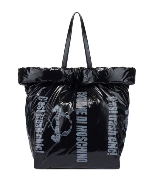 Moschino Black Graphic-Print Tote Bag