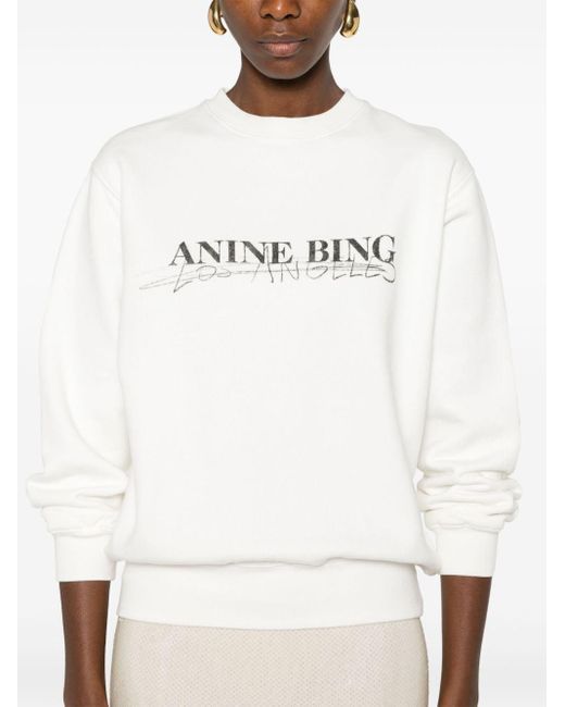 Sweat en coton à logo imprimé Anine Bing en coloris White