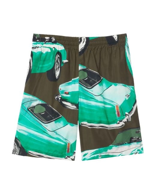 メンズ Burberry Printed Poplin Shorts Green
