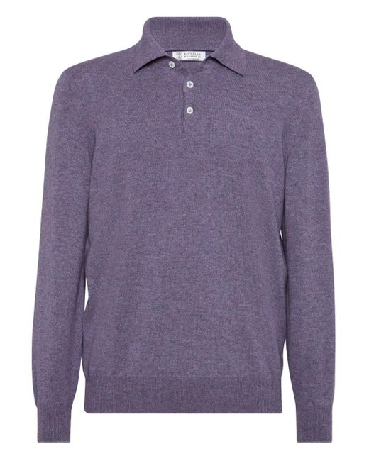メンズ Brunello Cucinelli カシミア ポロシャツ Purple