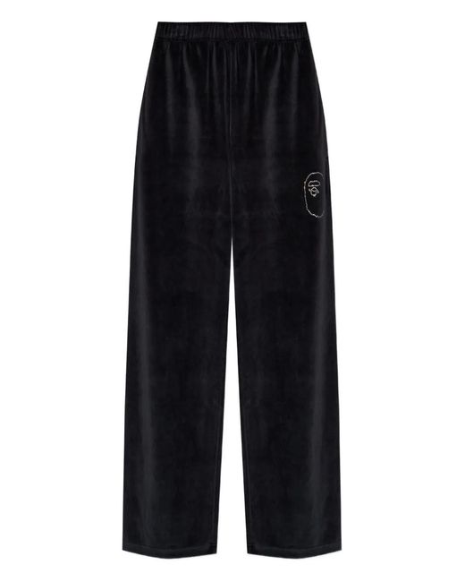 A Bathing Ape Black Rhinestone-Embellished Trousers