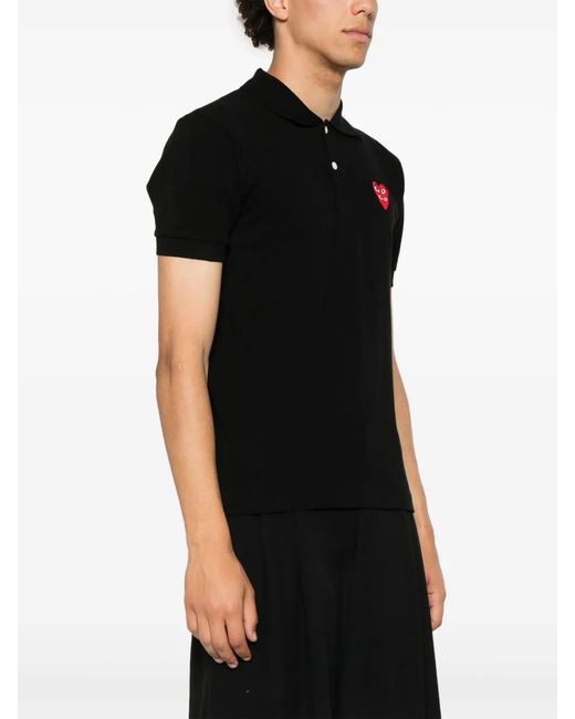 COMME DES GARÇONS PLAY Black Heart-Patch Cotton Polo Shirt