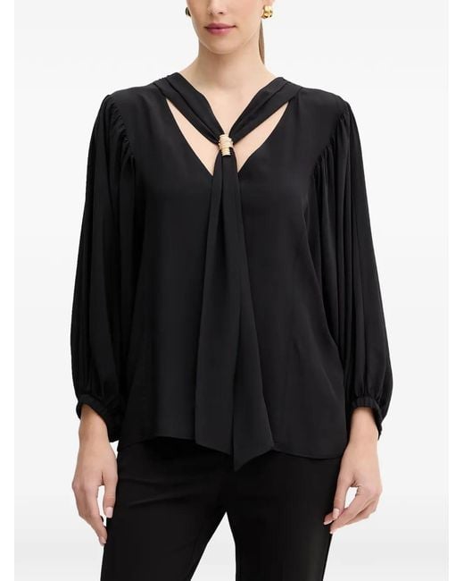 SIMONA CORSELLINI Black Gathered-Sleeve Blouse