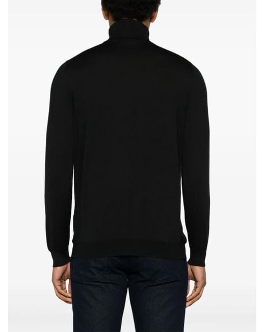 Kiton Black Roll-Neck Fine-Knit Jumper for men