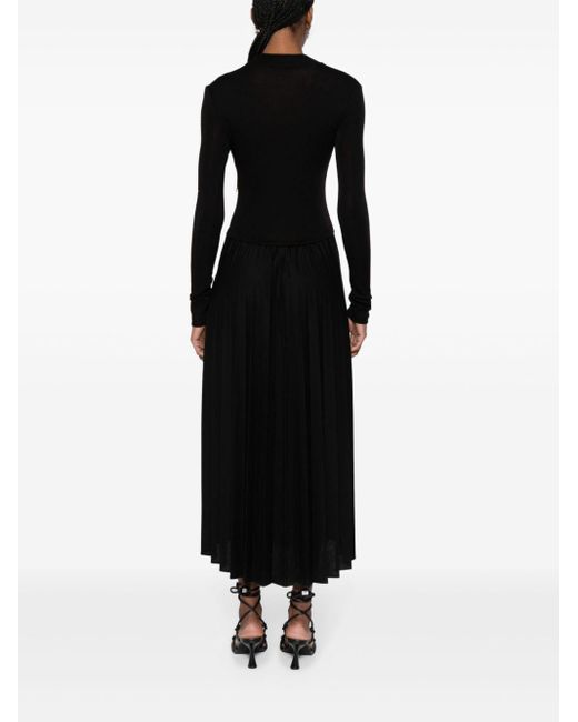 Claudie Pierlot Black Pleated-skirt Maxi Dress