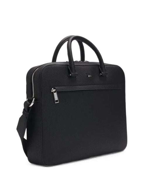 Boss Black Logo-Emed Double-Handle Document Case for men