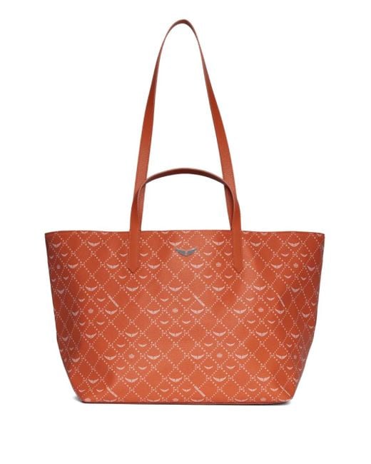 Zadig & Voltaire Z Xl Leren Shopper Met Print in het Orange