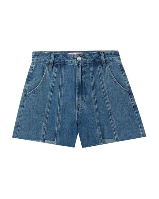 B+ AB Blue Contrast-Stitching Denim Shorts