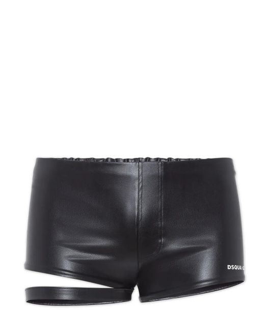 DSquared² Gray Faux-Leather Swim Trunks for men