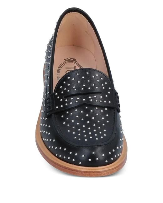Tod's Blue Stud-Embellished Loafers