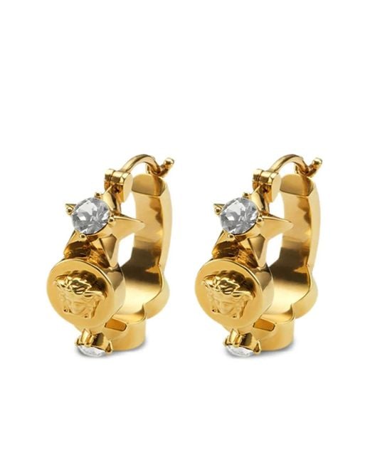 Versace Metallic Medusa-Embellishment Hoop Earrings