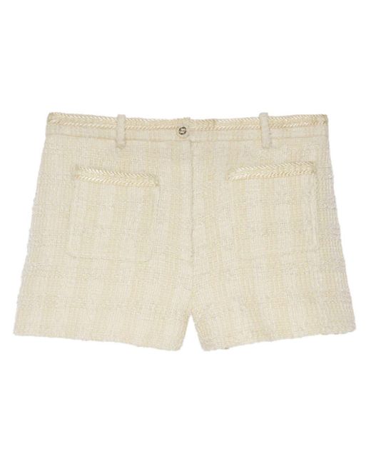 Gucci Natural Tailored Wool-blend Tweed Shorts
