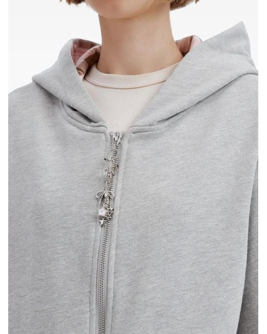 Mini Cream White Charm-Detail Hoodie And Track Pants Set