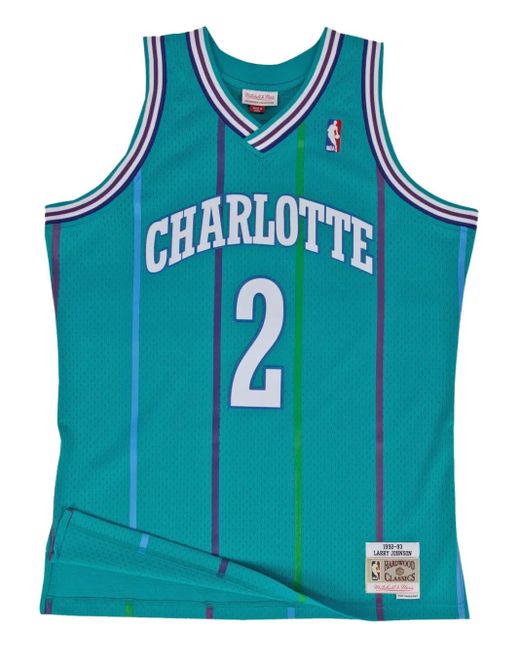 Mitchell & Ness Blue X Nba Charlotte Hornets 92 Larry Johnson Swingman Road Tank Top for men