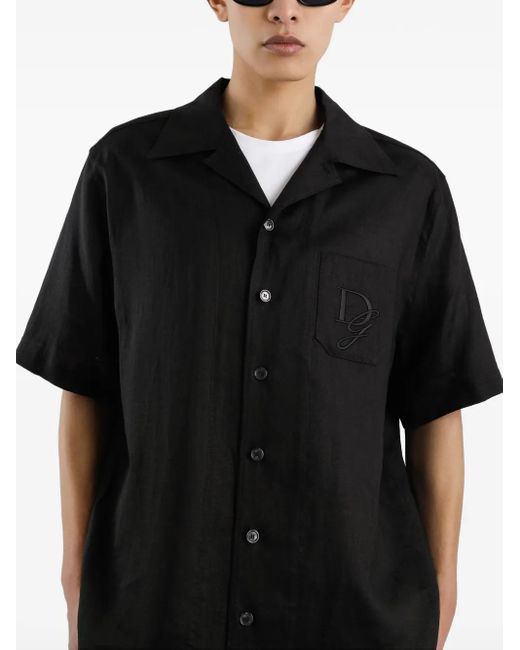 Dolce & Gabbana Black Embroidered-Logo Shirt for men