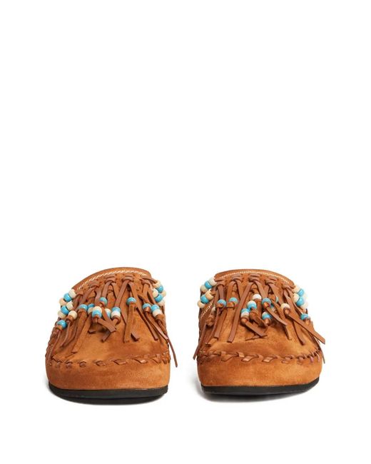 Alanui Brown The Journey Beaded Flat Mules