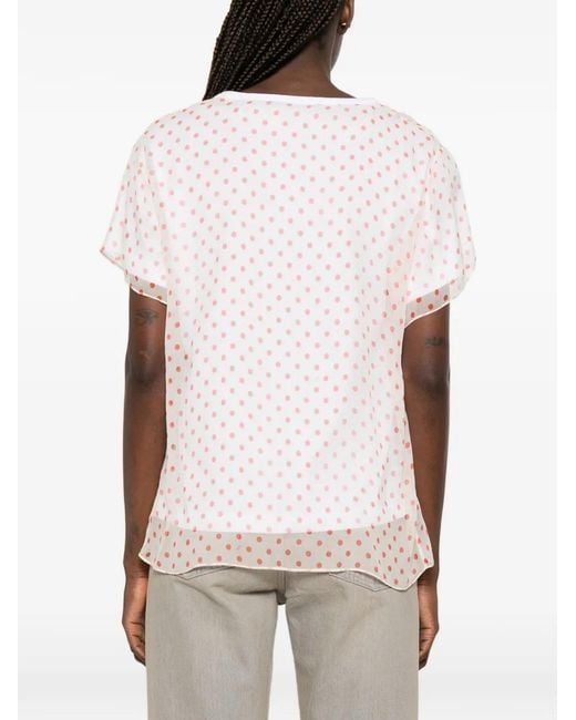 N°21 Pink Polka-Dot Sheer T-Shirt