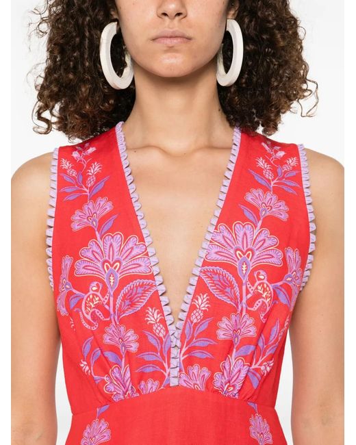 Farm Rio Red Midi Dres