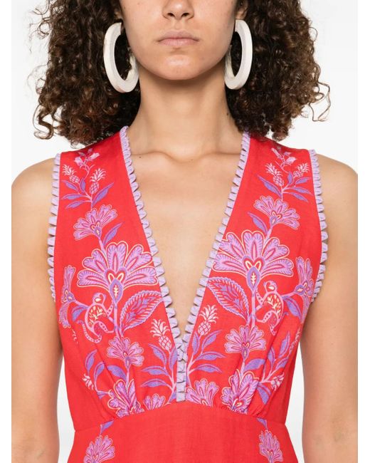Vestido midi Porcelain Garden Farm Rio de color Red