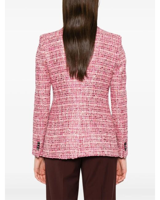 Tagliatore Pink Tweed Two-Button Blazer
