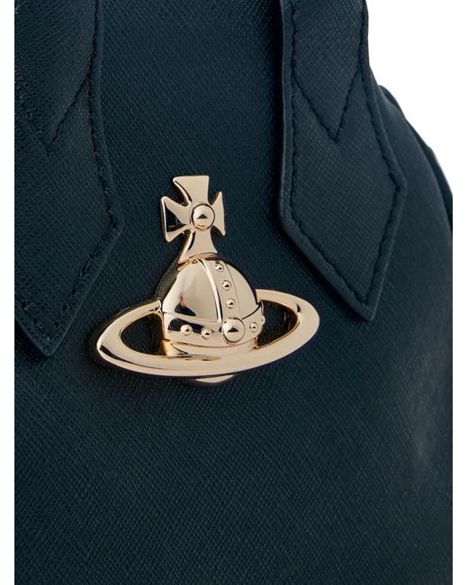 Vivienne Westwood Blue Mini Yasmine Top-Handle Textured Tote Bag