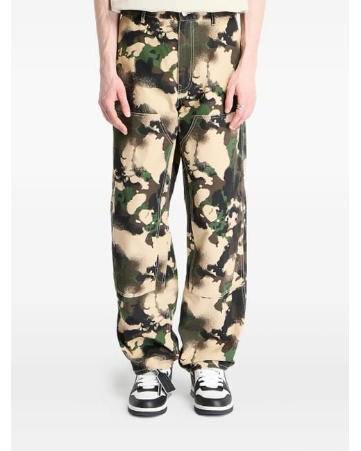 A Bathing Ape Green Camouflage-Pattern Cotton Trousers