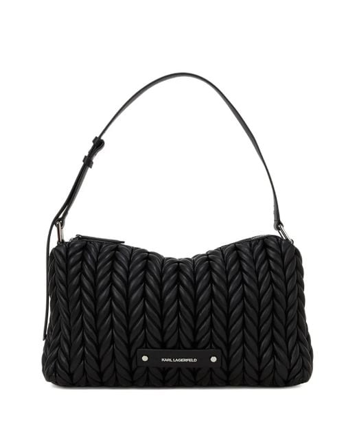 Karl Lagerfeld Black Medium K/Weave Shoulder Bag