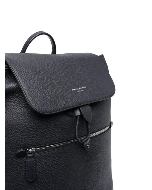 Aspinal Reporter Leren Rugzak in het Black voor heren