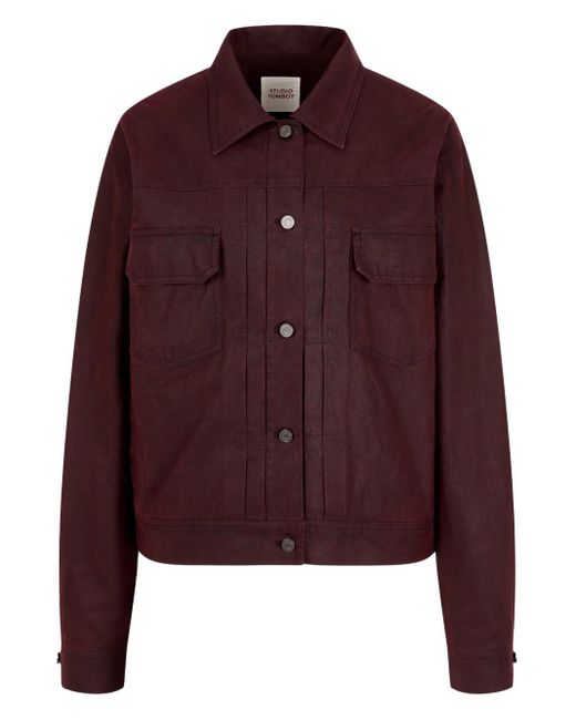 Studio Tomboy X Coated Denim Jacket in Red | Lyst