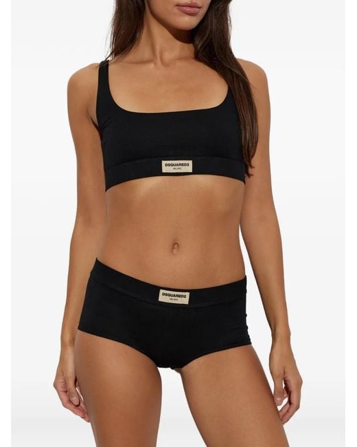 DSquared² Black Logo-Waistband Culotte
